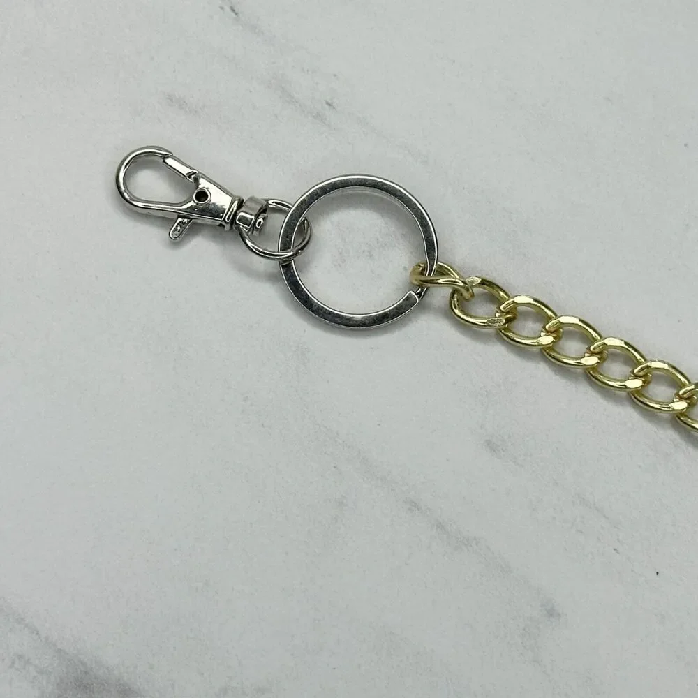 Rainbow Charm Gold and Silver Tone Chain Link Pants Chain